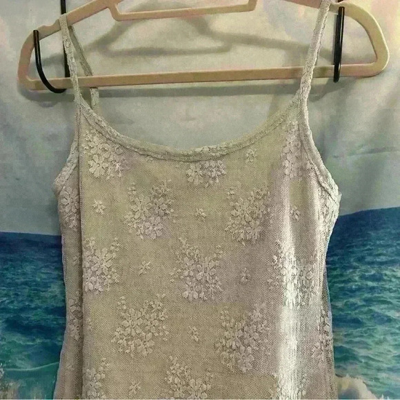 Lace Topper Brand Off-White Light Gray Floral Short Dress - Picture 6 of 10
